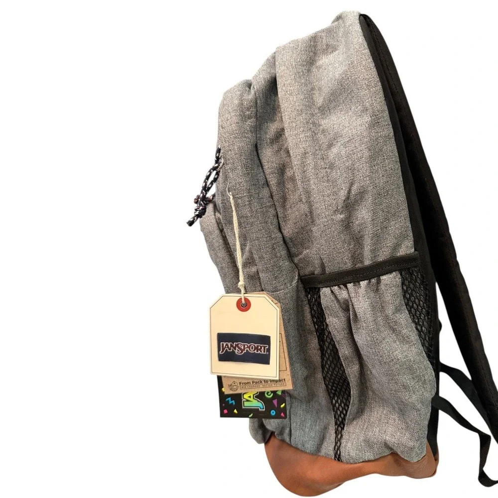 JanSport Cool Student Backpack Grey Letterman Poly JS0A2SDD3CL Laptop Bag NWT